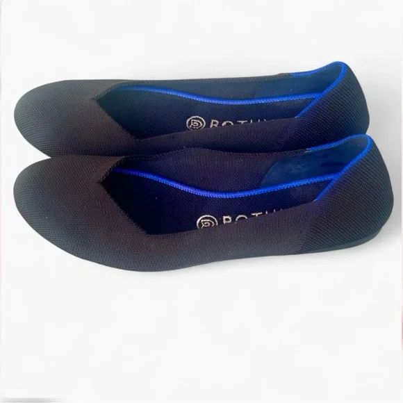 Rothy’s The Flat Black Round Toe Ballet Flats W9 Washable Knit Classic Comfort - Picture 2 of 9